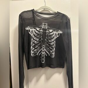 Hot Topic Social Collision Mesh Skeleton Shirt
